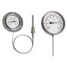 Gas in metal expansion thermometers